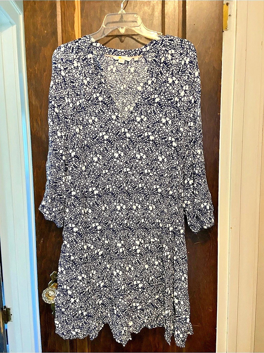 Boden Floral Mini Dress in Blue & Cream Size 12
